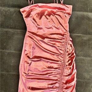 Windsor Shimmering Pink Ruched Mini Dress